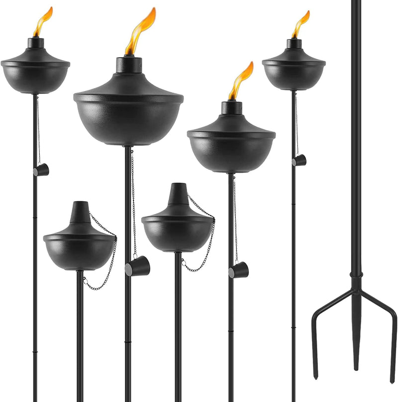 ZSZMFH Home Garden Torch Set of 6, Large Capacity 18Oz Outdoor Metal Torch Garden Décor,55-Inch Upgraded Citronella Torches with 3-Prong Grounded Stake, Table Top Torches for Party Patio Pathway Hardware > Tools > Flashlights & Headlamps > Flashlights ZSZMFH Metal Torch-02  