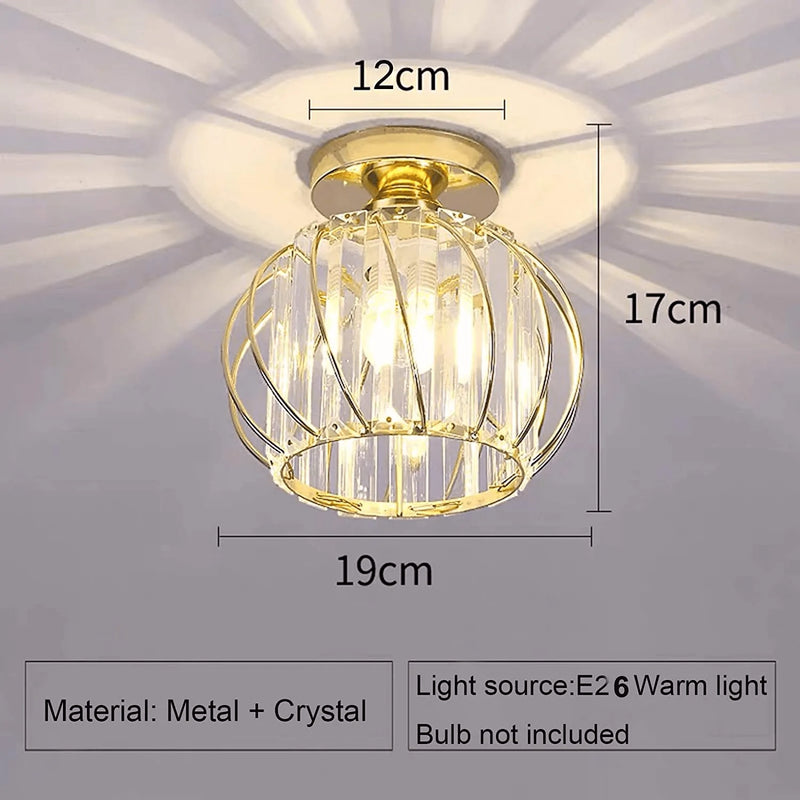 Ztuoyong Crystal Ceiling Light Fixture Chandelier Crystals Light, LED Flush Mount Ceiling Light for Kitchen Hallway Dining Rooms Living Rooms Bar (Gold)