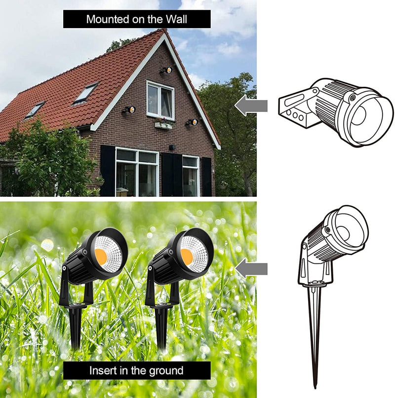 ZUCKEO 10W Landscape Lighting Low Voltage LED Landscape Lights, IP66 Waterproof Landscape Spotlights Yard Lawn Garden Outdoor Lights 12V 24V 1000LM Warm White (12Pack with Connectors)