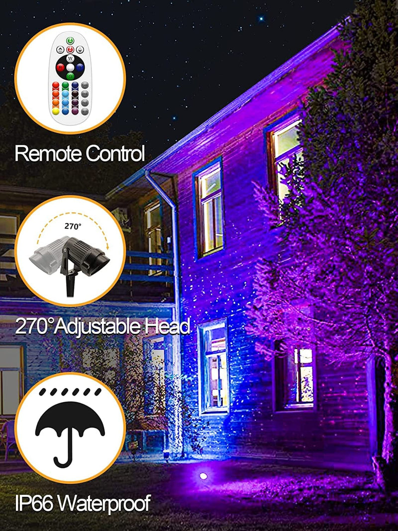 ZUCKEO Low Voltage Landscape Lights RGB Color Changing Landscape Lighting, 10W Waterproof LED Outdoor Spotlights, 12V 24V RGBW Christmas Decor Light for Yard Garden Pathway (12Pack with Connectors) Home & Garden > Lighting > Flood & Spot Lights ZUCKEO   