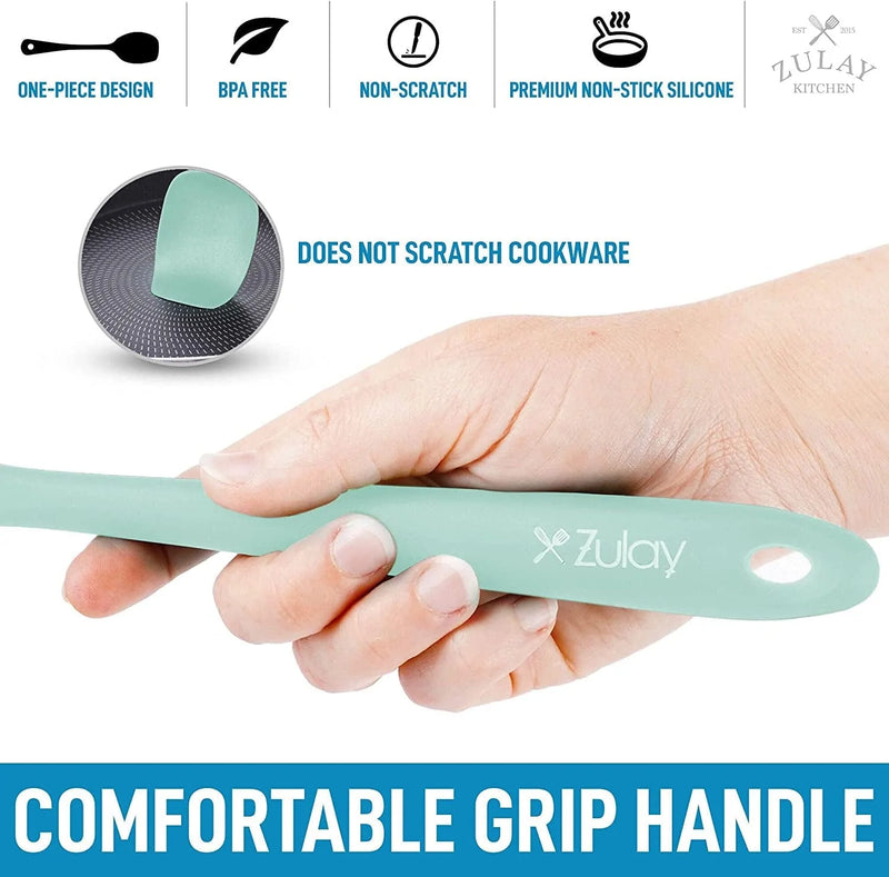 Zulay 4Pcs Silicone Spatula Set - Heat Resistant Silicone Tools for Cooking, Baking & Mixing - One Piece Design Spatulas for Non-Stick Cookware - Durable Stainless Steel Core (Aqua Sky) Home & Garden > Kitchen & Dining > Kitchen Tools & Utensils Zulay Kitchen   