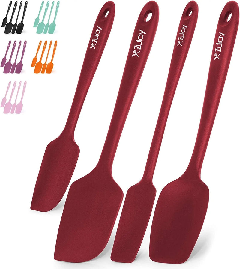 Zulay 4Pcs Silicone Spatula Set - Heat Resistant Silicone Tools for Cooking, Baking & Mixing - One Piece Design Spatulas for Non-Stick Cookware - Durable Stainless Steel Core (Aqua Sky) Home & Garden > Kitchen & Dining > Kitchen Tools & Utensils Zulay Kitchen Red  