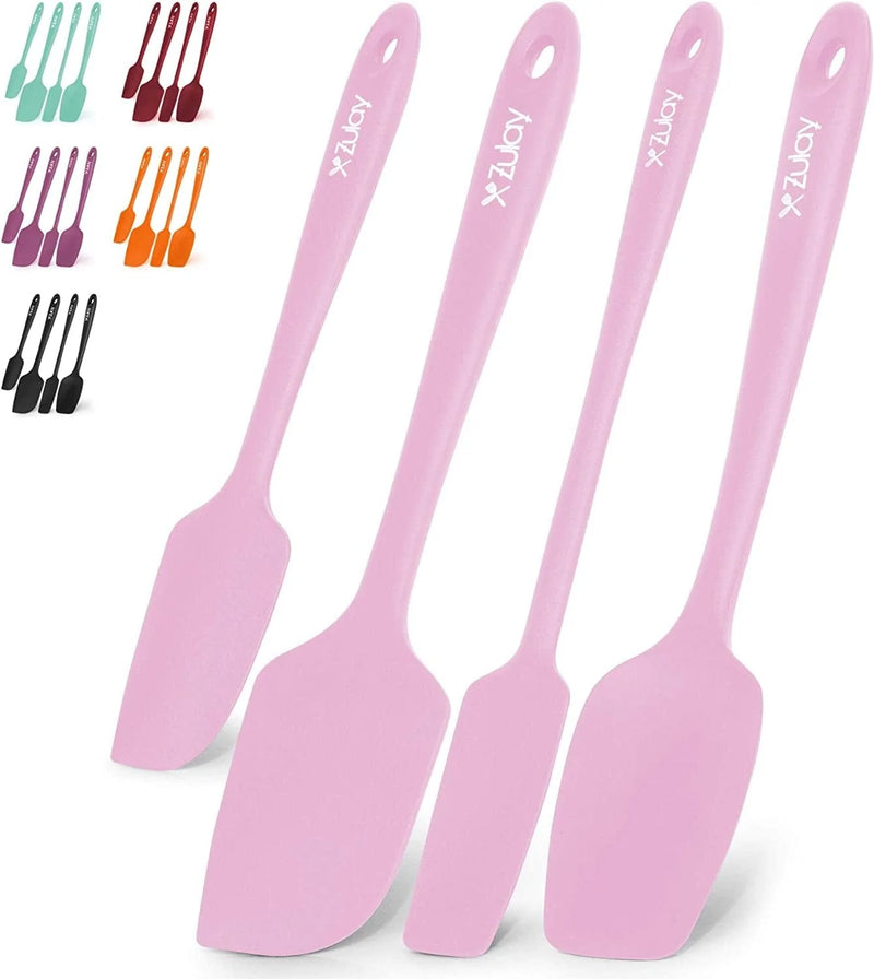 Zulay 4Pcs Silicone Spatula Set - Heat Resistant Silicone Tools for Cooking, Baking & Mixing - One Piece Design Spatulas for Non-Stick Cookware - Durable Stainless Steel Core (Aqua Sky) Home & Garden > Kitchen & Dining > Kitchen Tools & Utensils Zulay Kitchen Pink  