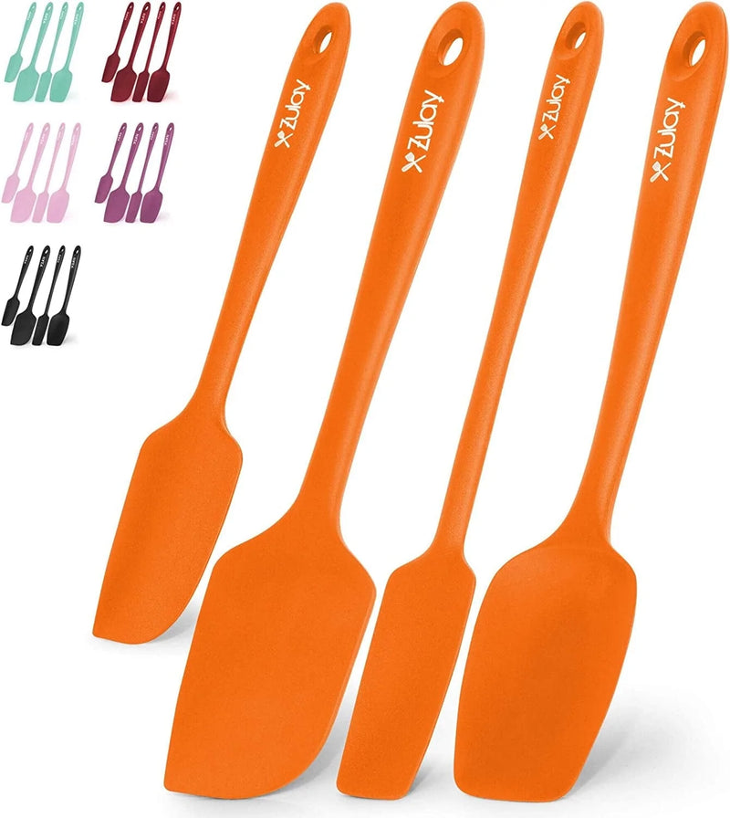 Zulay 4Pcs Silicone Spatula Set - Heat Resistant Silicone Tools for Cooking, Baking & Mixing - One Piece Design Spatulas for Non-Stick Cookware - Durable Stainless Steel Core (Aqua Sky) Home & Garden > Kitchen & Dining > Kitchen Tools & Utensils Zulay Kitchen Orange  