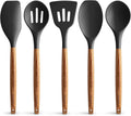 Zulay Non-Stick Silicone Utensils Set with Authentic Acacia Wood Handles - 5 Piece Silicone Cooking Utensils Set - Black Home & Garden > Kitchen & Dining > Kitchen Tools & Utensils Zulay Kitchen Black  