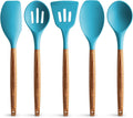 Zulay Non-Stick Silicone Utensils Set with Authentic Acacia Wood Handles - 5 Piece Silicone Cooking Utensils Set - Black Home & Garden > Kitchen & Dining > Kitchen Tools & Utensils Zulay Kitchen Blue  