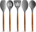 Zulay Non-Stick Silicone Utensils Set with Authentic Acacia Wood Handles - 5 Piece Silicone Cooking Utensils Set - Black Home & Garden > Kitchen & Dining > Kitchen Tools & Utensils Zulay Kitchen Gray  