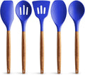 Zulay Non-Stick Silicone Utensils Set with Authentic Acacia Wood Handles - 5 Piece Silicone Cooking Utensils Set - Black Home & Garden > Kitchen & Dining > Kitchen Tools & Utensils Zulay Kitchen Royal Blue  