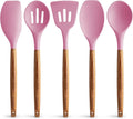 Zulay Non-Stick Silicone Utensils Set with Authentic Acacia Wood Handles - 5 Piece Silicone Cooking Utensils Set - Black Home & Garden > Kitchen & Dining > Kitchen Tools & Utensils Zulay Kitchen Pink  