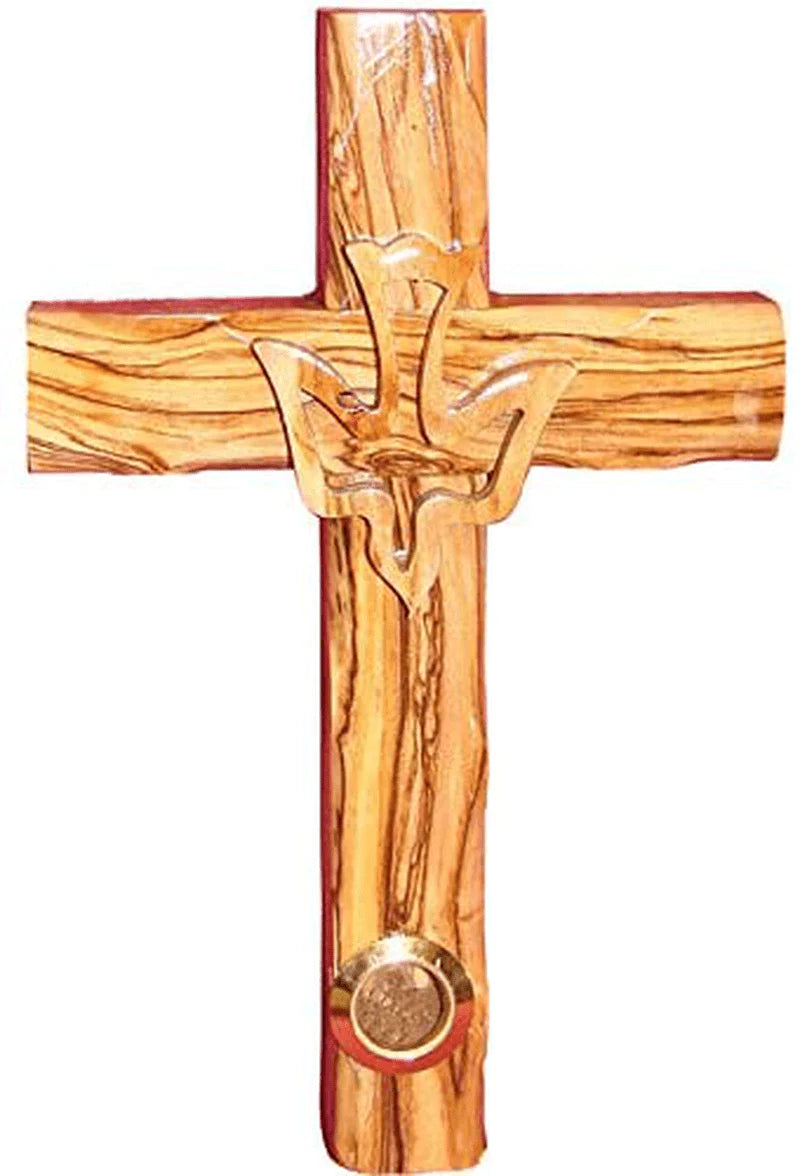 Zuluf Wall Hanging Hand Carved Olive Wood Dove Christian Cross Jerusalem Holy Spirit & Certificate For Bedroom Kids Room Wall Decor Christmas New Year Wedding Birthday | 20cm / 7.8 " | CRS019 Home & Garden > Decor > Seasonal & Holiday Decorations Zuluf 16cm / 6.3 Inches with Soil  