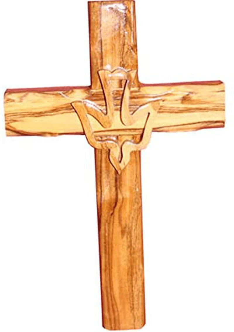Zuluf Wall Hanging Hand Carved Olive Wood Dove Christian Cross Jerusalem Holy Spirit & Certificate For Bedroom Kids Room Wall Decor Christmas New Year Wedding Birthday | 20cm / 7.8 " | CRS019 Home & Garden > Decor > Seasonal & Holiday Decorations Zuluf 16cm / 6.3 Inches  