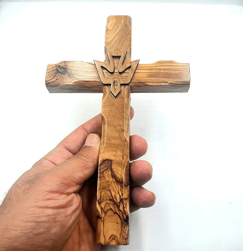 Zuluf Wall Hanging Hand Carved Olive Wood Dove Christian Cross Jerusalem Holy Spirit & Certificate For Bedroom Kids Room Wall Decor Christmas New Year Wedding Birthday | 20cm / 7.8 " | CRS019 Home & Garden > Decor > Seasonal & Holiday Decorations Zuluf   