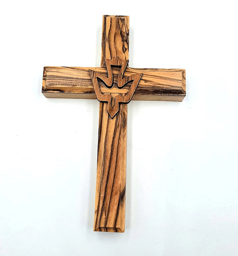 Zuluf Wall Hanging Hand Carved Olive Wood Dove Christian Cross Jerusalem Holy Spirit & Certificate For Bedroom Kids Room Wall Decor Christmas New Year Wedding Birthday | 20cm / 7.8 " | CRS019 Home & Garden > Decor > Seasonal & Holiday Decorations Zuluf 12cm / 4.7 Inches  