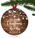 ZUNON First Christmas in Our New Home Ornaments 2021 Our First Christmas New Home Married Wedding Decoration 3" Ornament (New Home Ornament 1) Home & Garden > Decor > Seasonal & Holiday Decorations& Garden > Decor > Seasonal & Holiday Decorations ZUNON Brown Mr and Mrs  