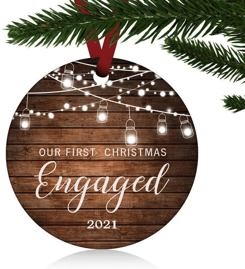 ZUNON First Christmas in Our New Home Ornaments 2021 Our First Christmas New Home Married Wedding Decoration 3" Ornament (New Home Ornament 1) Home & Garden > Decor > Seasonal & Holiday Decorations& Garden > Decor > Seasonal & Holiday Decorations ZUNON Engaged Ornament 1  