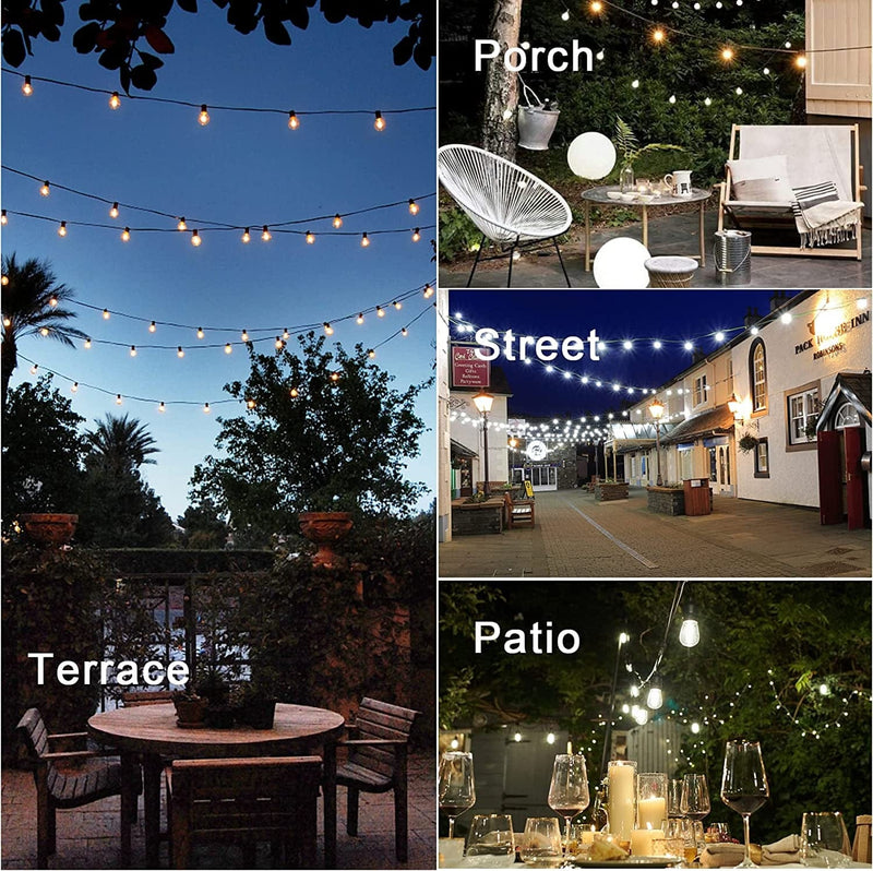 Zuske 48FT LED Outdoor String Lights, Hanging String Lights with 15+1 Dimmable Edison Shatterproof Bulbs, IP65 Commercial Grade Waterproof Heavy-Duty Lights for Patio, Porch, Garden, Fence Home & Garden > Lighting > Light Ropes & Strings Zuske   