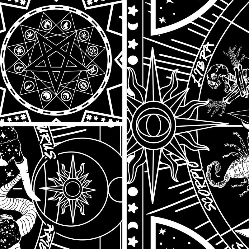 Zussun 12 Constellation Tapestry Star Sun Tarot Tapestry Black and White Hippy CelestialBohemian Home Decor (35" x 47") Home & Garden > Decor > Artwork > Decorative Tapestries Zussun   
