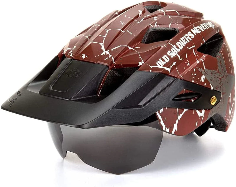ZVRU Mountain Bicycle Helmet with a Magnetic Gogglesa and Detachable Visor Sporting Goods > Outdoor Recreation > Cycling > Cycling Apparel & Accessories > Bicycle Helmets ZVRU red  