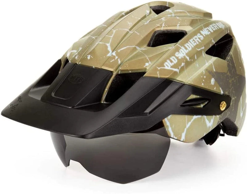 ZVRU Mountain Bicycle Helmet with a Magnetic Gogglesa and Detachable Visor Sporting Goods > Outdoor Recreation > Cycling > Cycling Apparel & Accessories > Bicycle Helmets ZVRU beige  