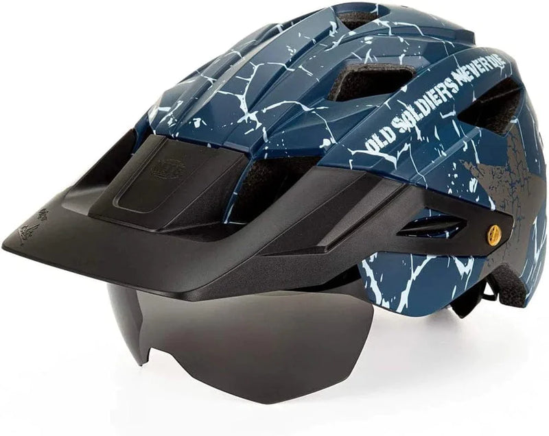 ZVRU Mountain Bicycle Helmet with a Magnetic Gogglesa and Detachable Visor Sporting Goods > Outdoor Recreation > Cycling > Cycling Apparel & Accessories > Bicycle Helmets ZVRU blue  