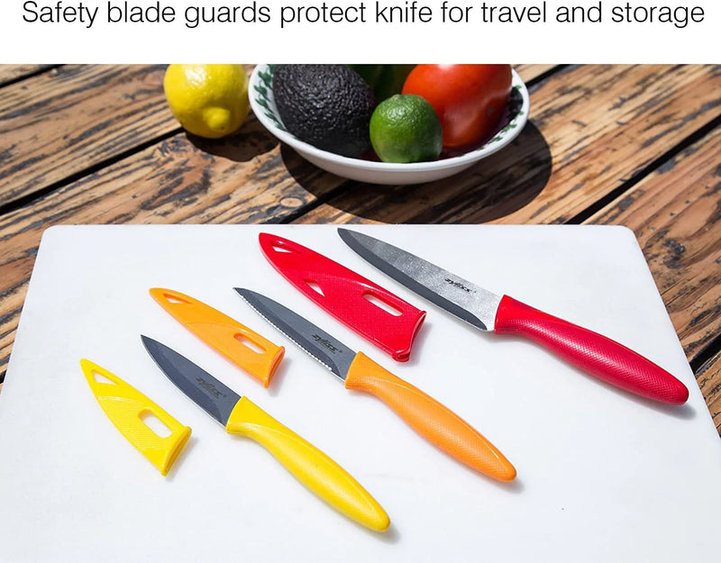 Zyliss 3-Piece Paring Knife Set - Stainless Steel Knife Set - Small Knife Set with Knife Sheaths - Travel Knife Set with Safety Kitchen Blade Guards - Dishwasher & Hand Wash Safe - 3 Pieces