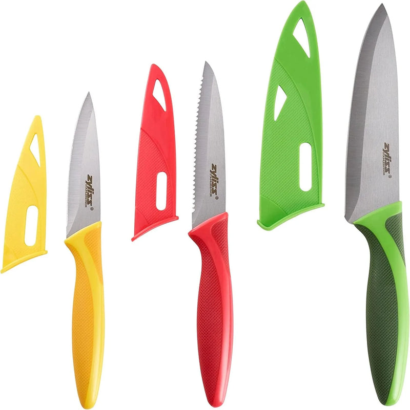 Zyliss 6-Piece Knife Value Set with Sheaths - Stainless Steel Kitchen Knife Set - Cooking Knife Set with Sheaths - Dishwasher & Hand Wash Safe - 6 Pieces Home & Garden > Kitchen & Dining > Kitchen Tools & Utensils > Kitchen Knives Zyliss 3 Piece Value Knife Set  