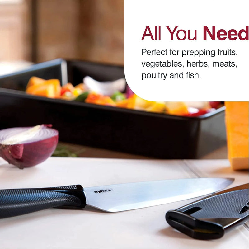 Zyliss Chef'S Knife with Sheath Cover - Stainless Steel Knife - Fruit, Vegetable, Herbs, and Meats Knife - Travel Knife with Safety Kitchen Blade Guards - Dishwasher & Hand Wash Safe - 7.25 Inches Home & Garden > Kitchen & Dining > Kitchen Tools & Utensils > Kitchen Knives DKB   