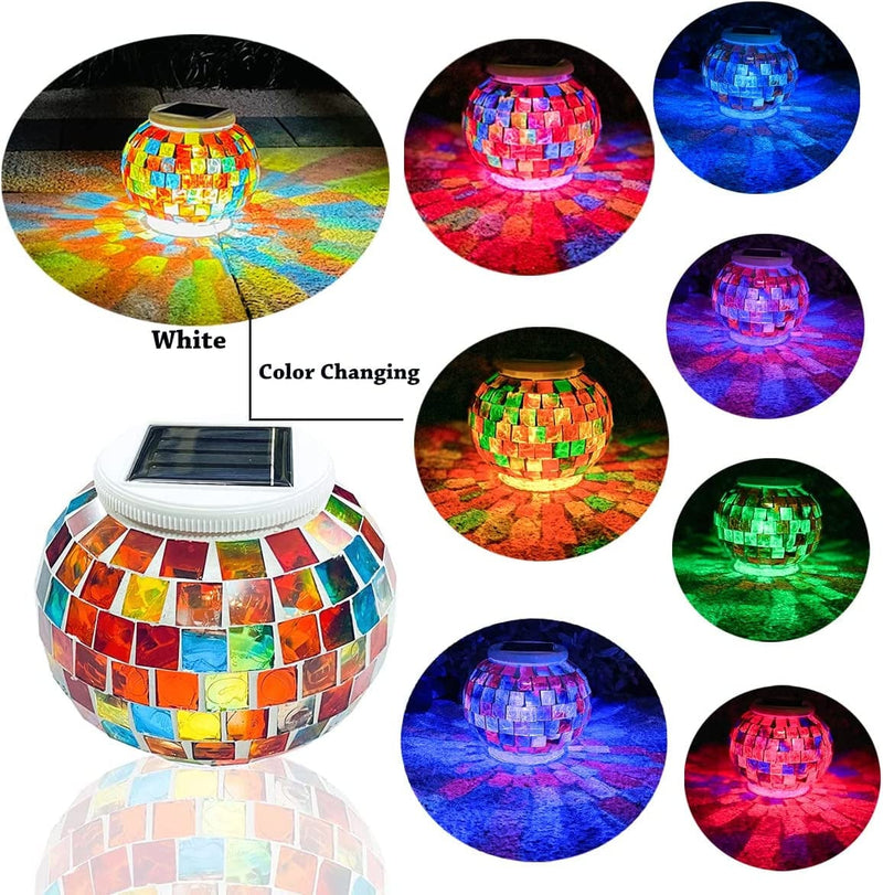 Zyliwoo Color Changing Solar Powered Mosaic Glass Ball Garden Lights, Solar Table Light Waterproof, Solar LED Night Light for Garden, Terrace, Party, Yard, Outdoor/Indoor Decoration, Ideal Gift Home & Garden > Lighting > Lamps ZYLiWoo   
