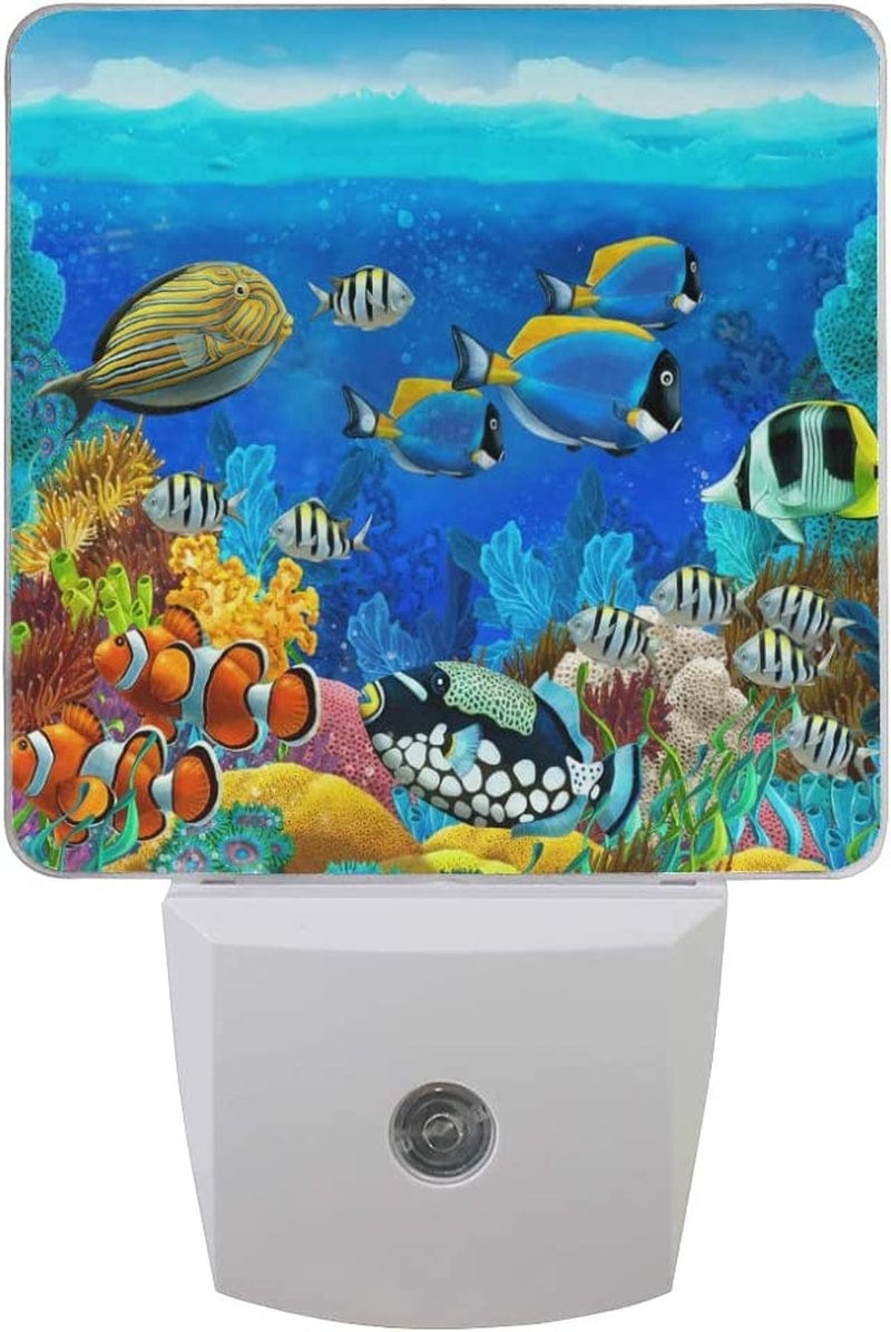 ZZAEO 2 Pack Underwater Fish Coral Reef Night Light Dusk to Dawn Sensor Plug in Wall Light Home Bedroom Kitchen Wall Decor Home & Garden > Pool & Spa > Pool & Spa Accessories ZZAEO Underwater Fish  