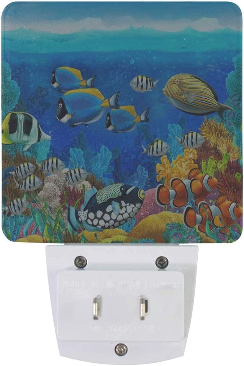 ZZAEO 2 Pack Underwater Fish Coral Reef Night Light Dusk to Dawn Sensor Plug in Wall Light Home Bedroom Kitchen Wall Decor Home & Garden > Pool & Spa > Pool & Spa Accessories ZZAEO   